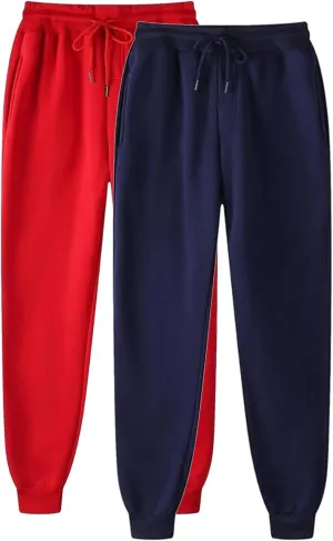 2 Pack: Women's Ultra-Soft Lounge Joggers Sweatpants Athletic Yoga Baggy Pants Cinch Bottom Sweatpants with Pockets