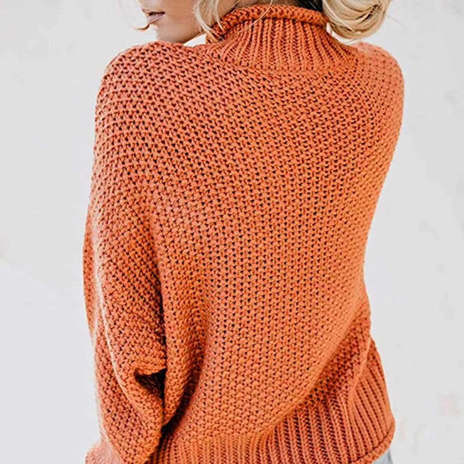 2023 Fall Sweaters for Women Oversized Chunky Knitted Sweater Batwing Sleeve Turtleneck Sweater Casual Pullover Tops