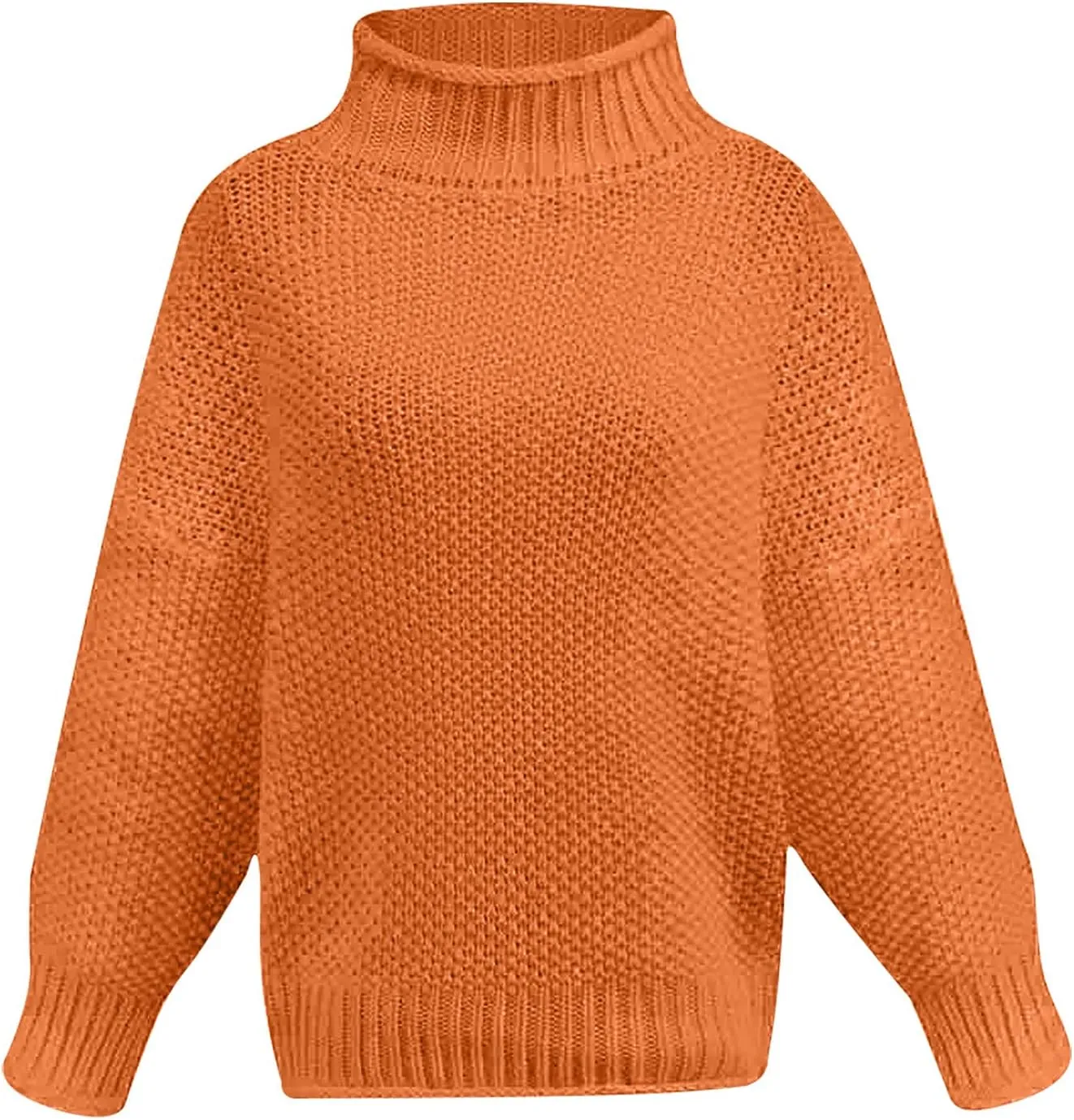 2023 Fall Sweaters for Women Oversized Chunky Knitted Sweater Batwing Sleeve Turtleneck Sweater Casual Pullover Tops