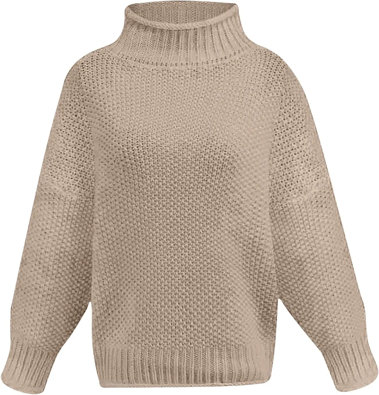 2023 Fall Sweaters for Women Oversized Chunky Knitted Sweater Batwing Sleeve Turtleneck Sweater Casual Pullover Tops