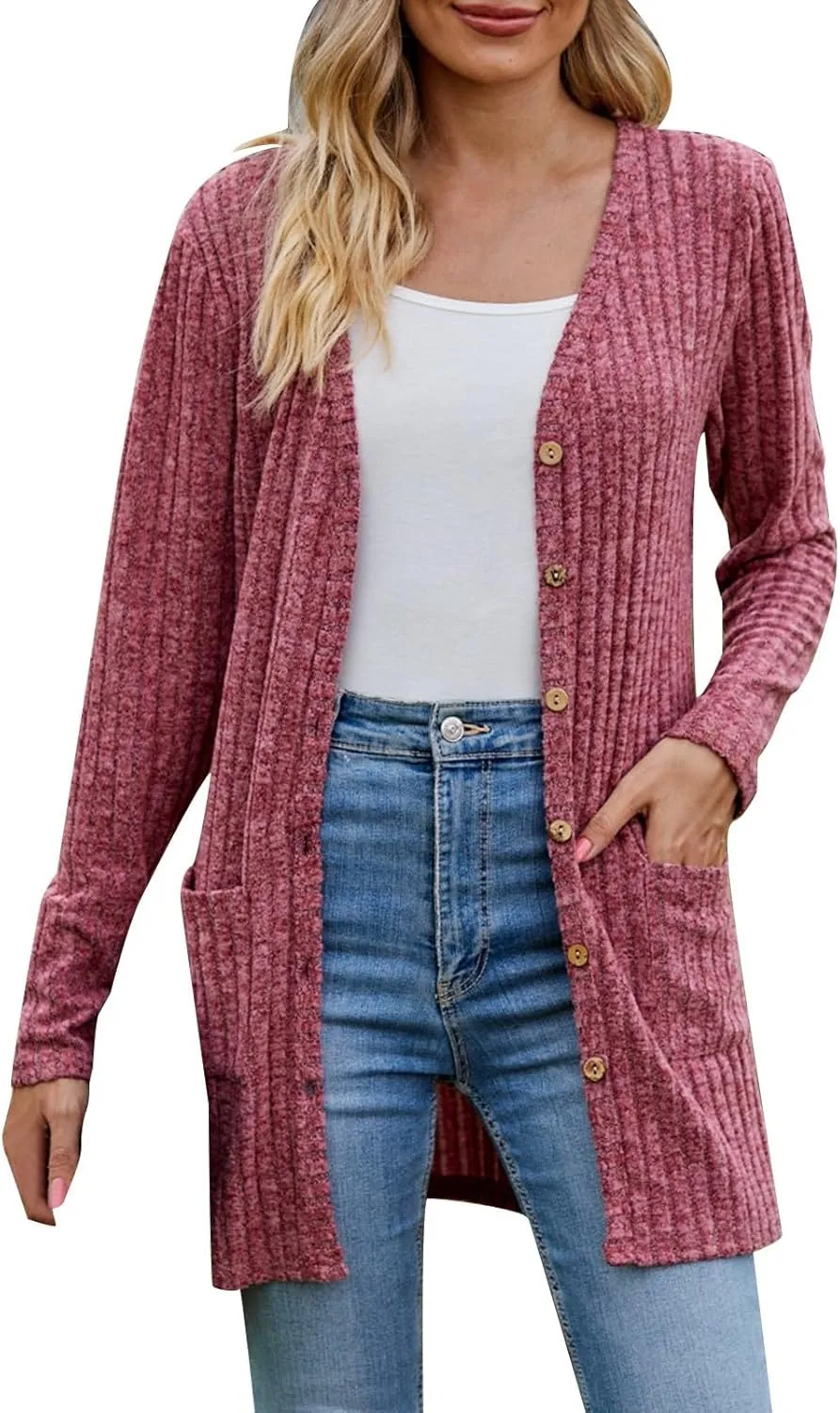 2023 Women's Open Front Cardigan Long Sleeve Draped Ruffles Soft Knit Sweaters Fall Lightweight Coat Trendy Jacket for Women