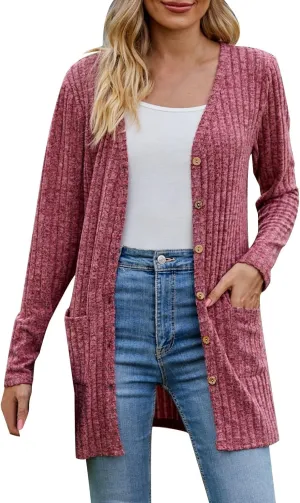 2023 Women's Open Front Cardigan Long Sleeve Draped Ruffles Soft Knit Sweaters Fall Lightweight Coat Trendy Jacket for Women