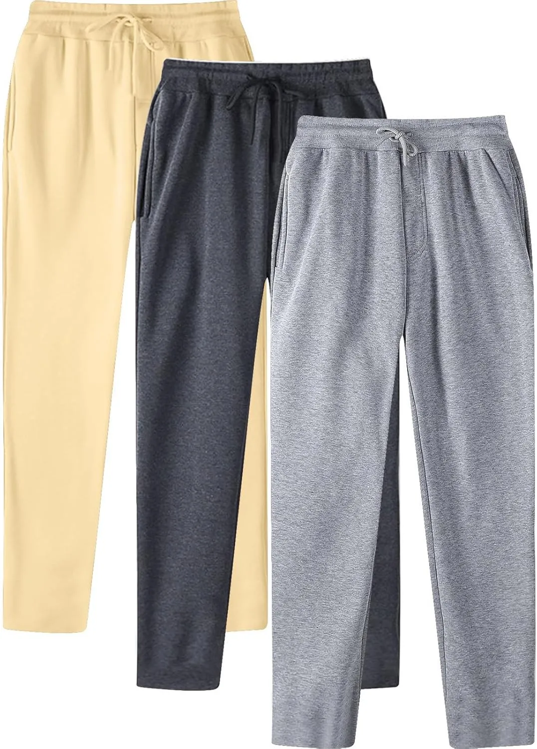 3 Pack Mens Athletic Pants with Pockets Lightweight Sweatpants for Men Joggers Pants Quick Dry Workout Sweat Pants