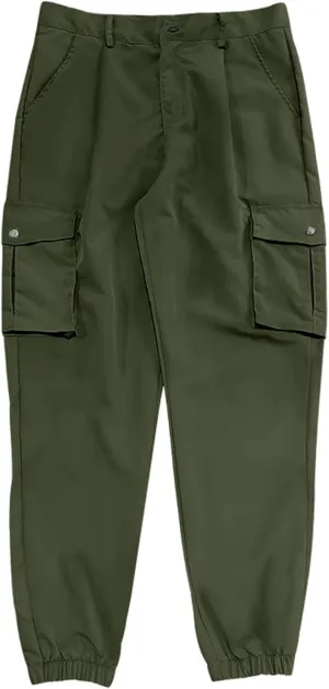 ADHOWBEW Mens Pants Casual Elastic Waist Outdoor Work Cargo Pockets Relaxed Fit Pants