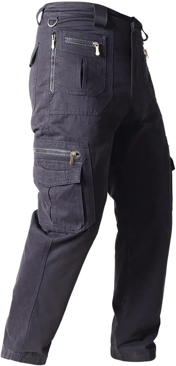 ADHOWBEW Men's Pants Relaxed Fit Work Cargo Pockets Outdoor Straight Pants