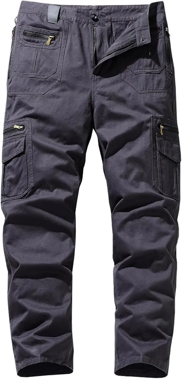 ADHOWBEW Men's Pants Relaxed Fit Work Cargo Pockets Outdoor Straight Pants