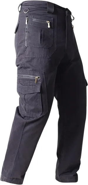 ADHOWBEW Men's Pants Relaxed Fit Work Cargo Pockets Outdoor Straight Pants