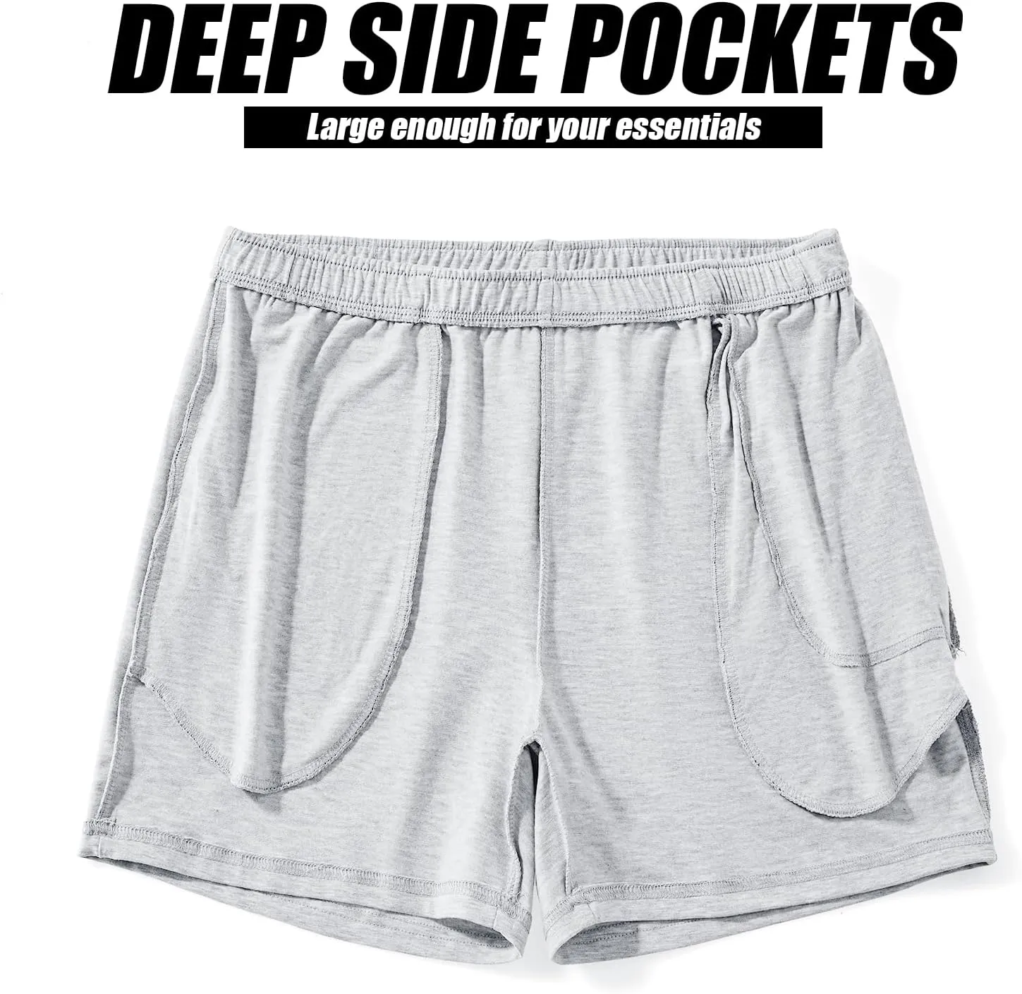 AIMPACT Mens Lounge Shorts Breathable Soft 4 Inch Lightweight Simple Active Shorts Sleep Bottoms