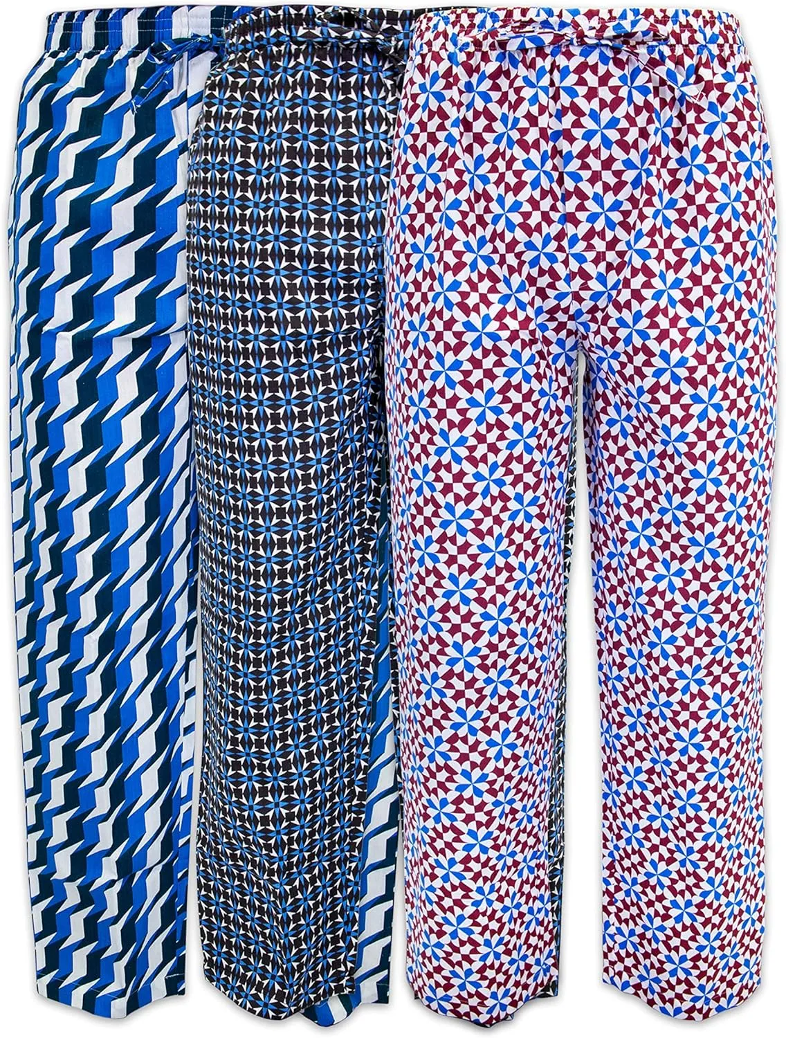 AMERICAN HEAVEN Men's 3 Pack Lounge Pajama Sleep Pants/Drawstring & Pockets Designer Woven Pant Bottoms
