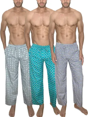 AMERICAN HEAVEN Men's 3 Pack Lounge Pajama Sleep Pants/Drawstring & Pockets Designer Woven Pant Bottoms