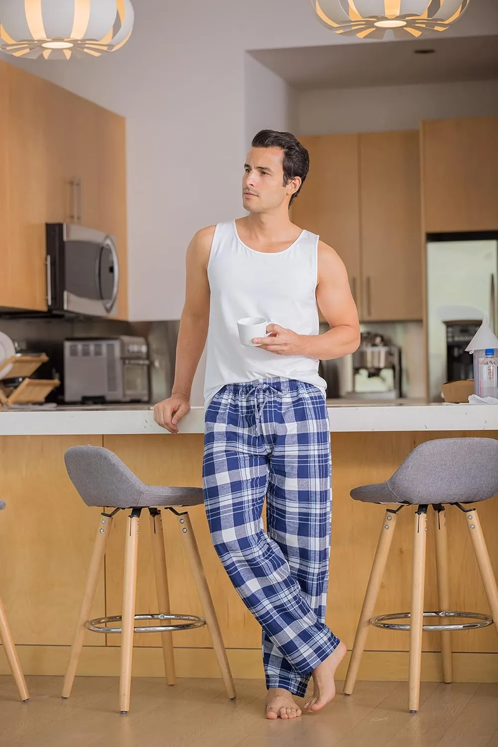 AMERICAN HEAVEN Men's 3 Pack Lounge Pajama Sleep Pants/Drawstring & Pockets Designer Woven Pant Bottoms