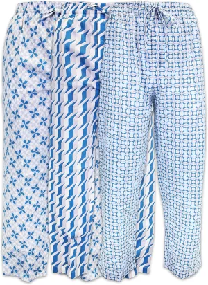 AMERICAN HEAVEN Men's 3 Pack Lounge Pajama Sleep Pants/Drawstring & Pockets Designer Woven Pant Bottoms