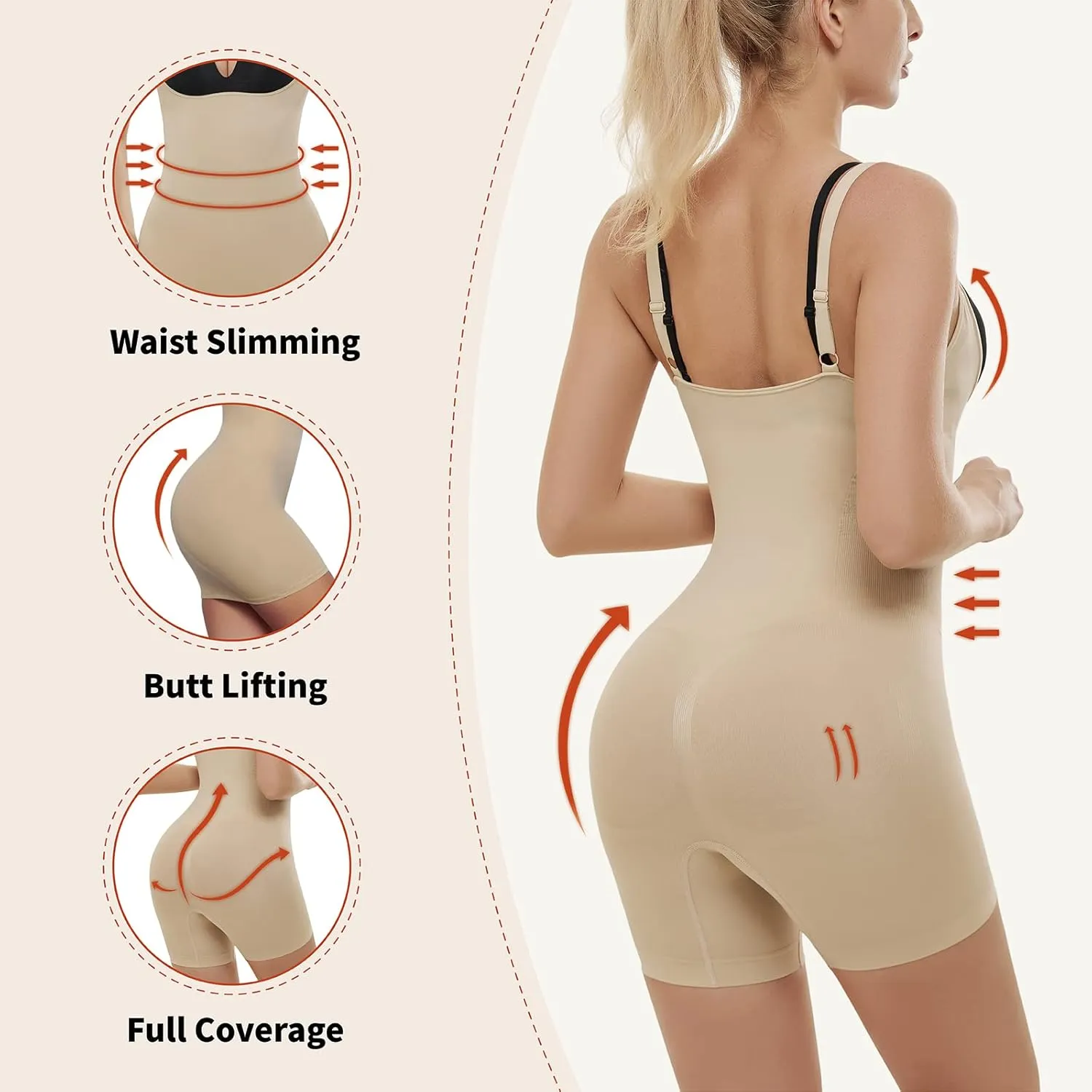 AMRIY Shapewear for Women Tummy Control Seamless body shaper Butt Lifting Bodysuit