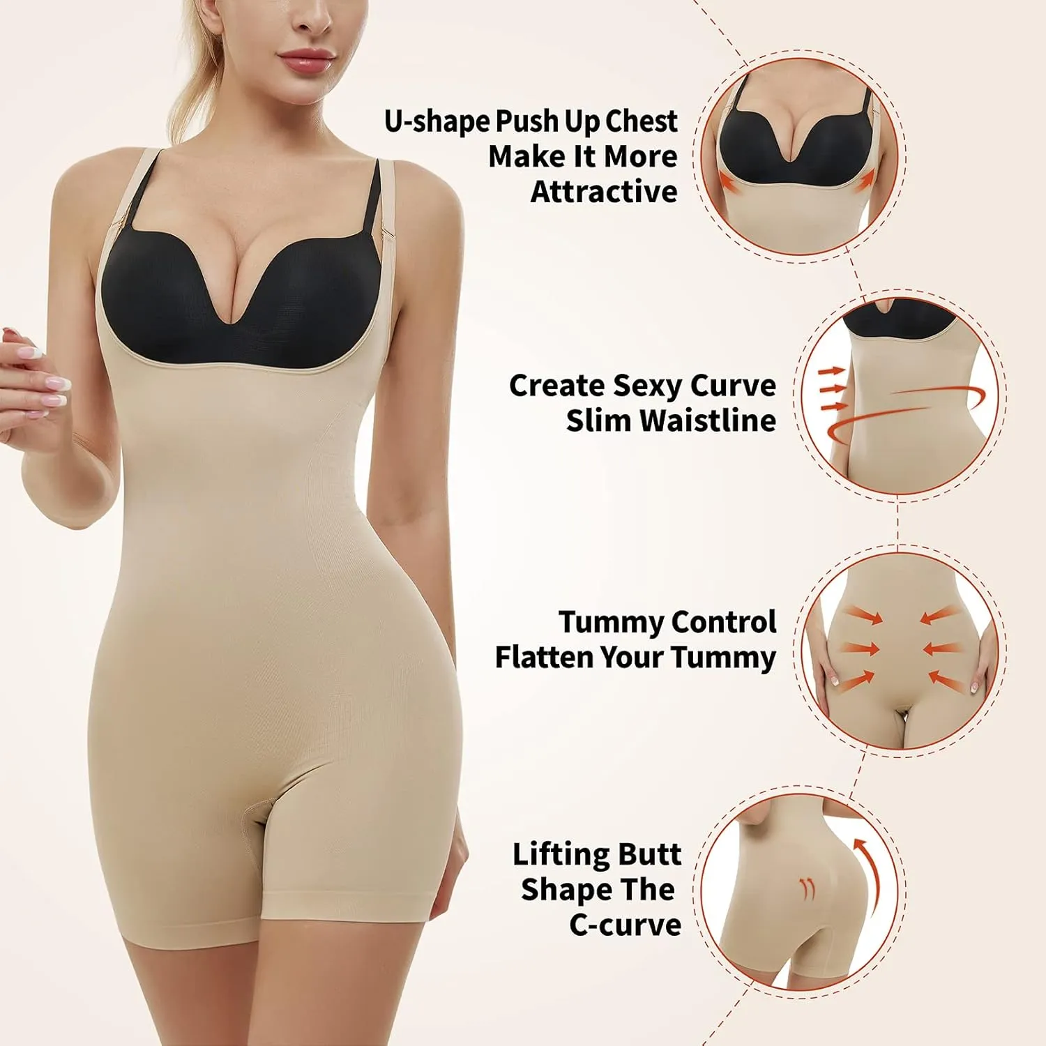 AMRIY Shapewear for Women Tummy Control Seamless body shaper Butt Lifting Bodysuit