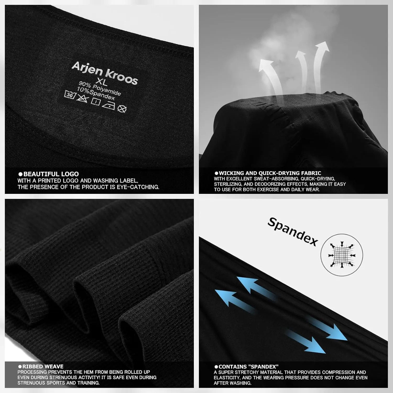 Arjen Kroos Men's Compression Muscle Undershirts Slimming Tank Top Shapewear Body Shaper 4 Pack