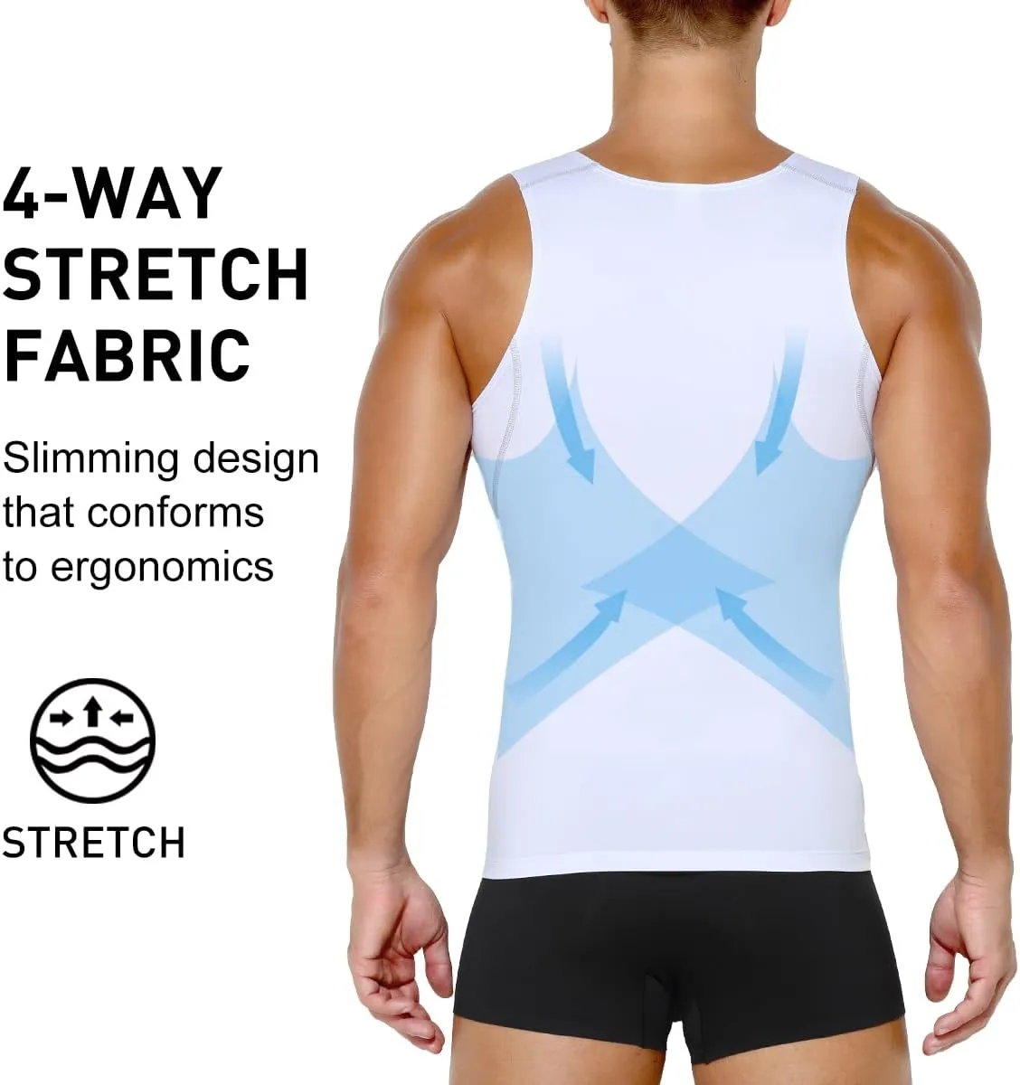 Arjen Kroos Men's Compression Muscle Undershirts Slimming Tank Top Shapewear Body Shaper 4 Pack