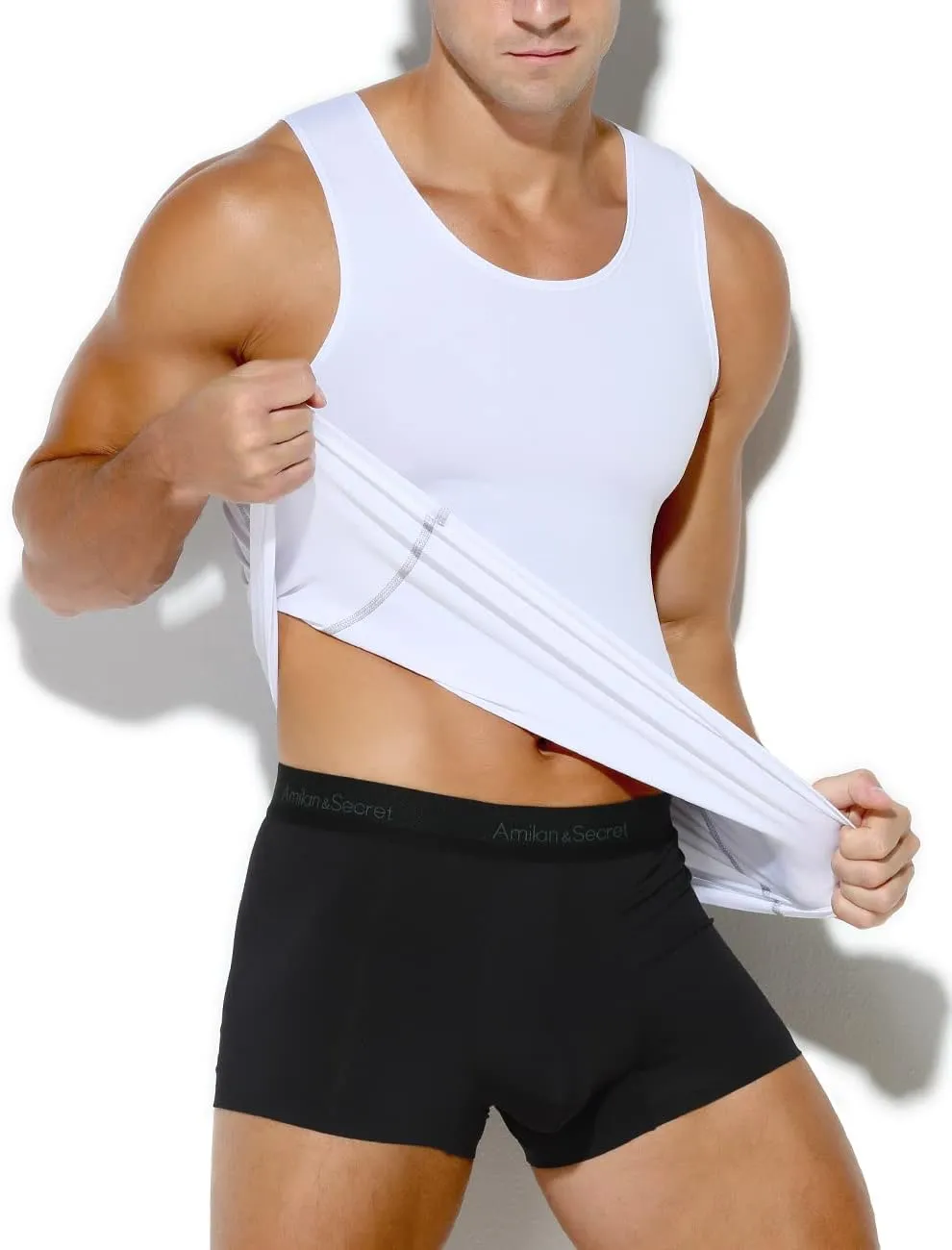 Arjen Kroos Men's Compression Muscle Undershirts Slimming Tank Top Shapewear Body Shaper 4 Pack