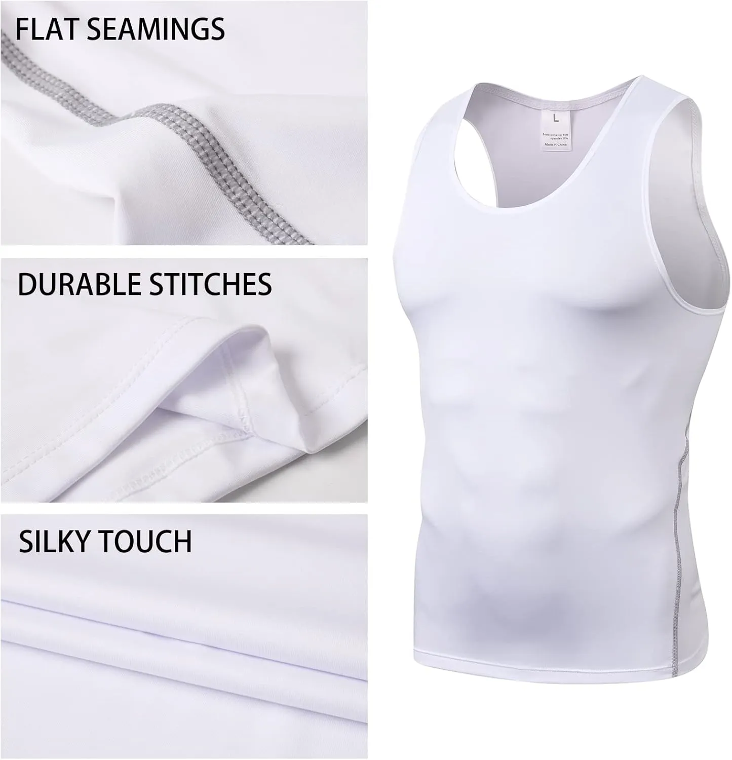 Arjen Kroos Men's Compression Muscle Undershirts Slimming Tank Top Shapewear Body Shaper 4 Pack