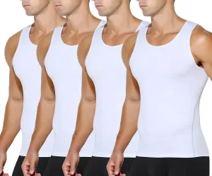 Arjen Kroos Men's Compression Muscle Undershirts Slimming Tank Top Shapewear Body Shaper 4 Pack