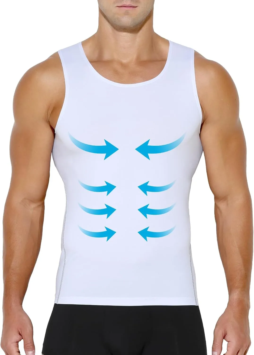 Arjen Kroos Men's Compression Muscle Undershirts Slimming Tank Top Shapewear Body Shaper 4 Pack