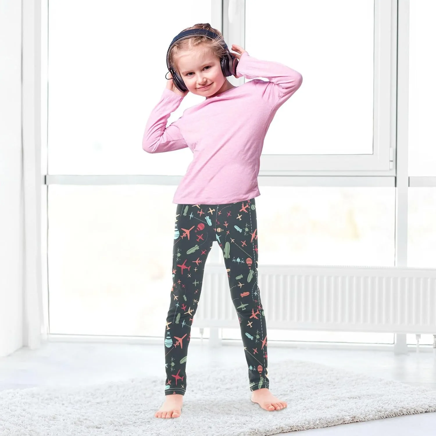 Aslsiy Girls Leggings Toddler Stretch Tights Pants Full Length Dance Yoga Pants Sleep Pants