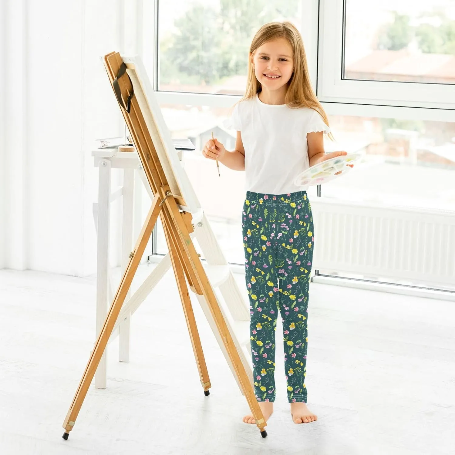 Aslsiy Girls Leggings Toddler Stretch Tights Pants Full Length Dance Yoga Pants Sleep Pants