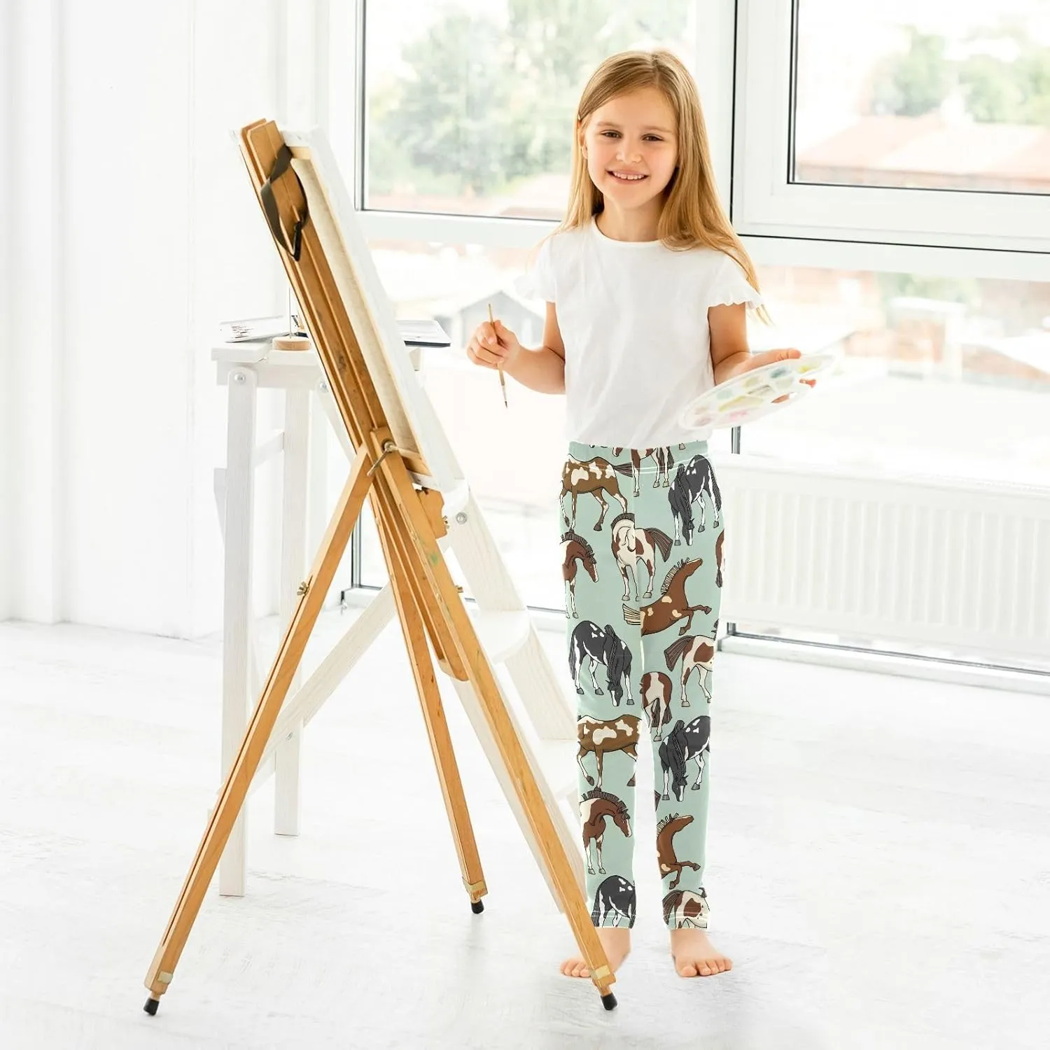 Aslsiy Girls Leggings Toddler Stretch Tights Pants Full Length Dance Yoga Pants Sleep Pants