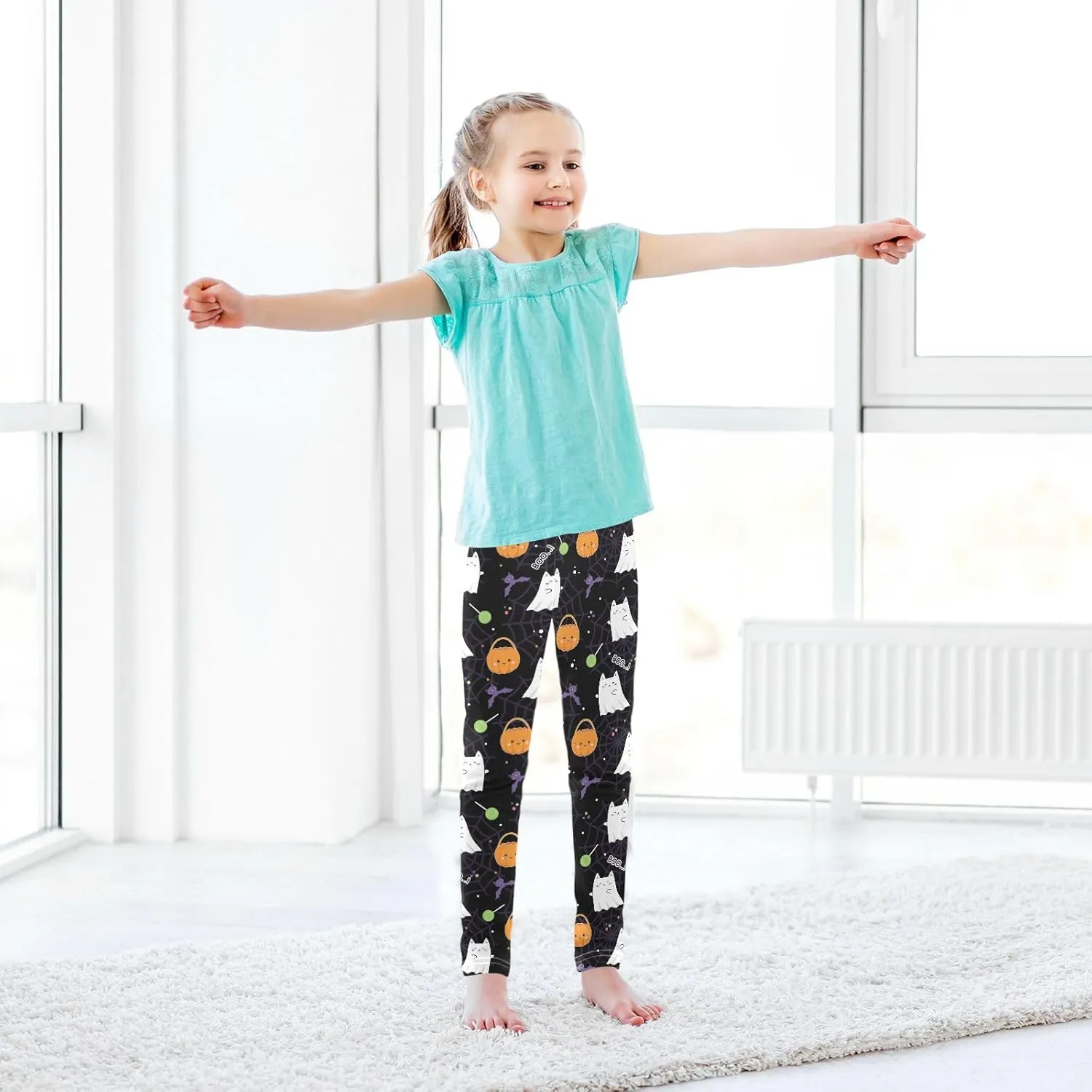 Aslsiy Girls Leggings Toddler Stretch Tights Pants Full Length Dance Yoga Pants Sleep Pants