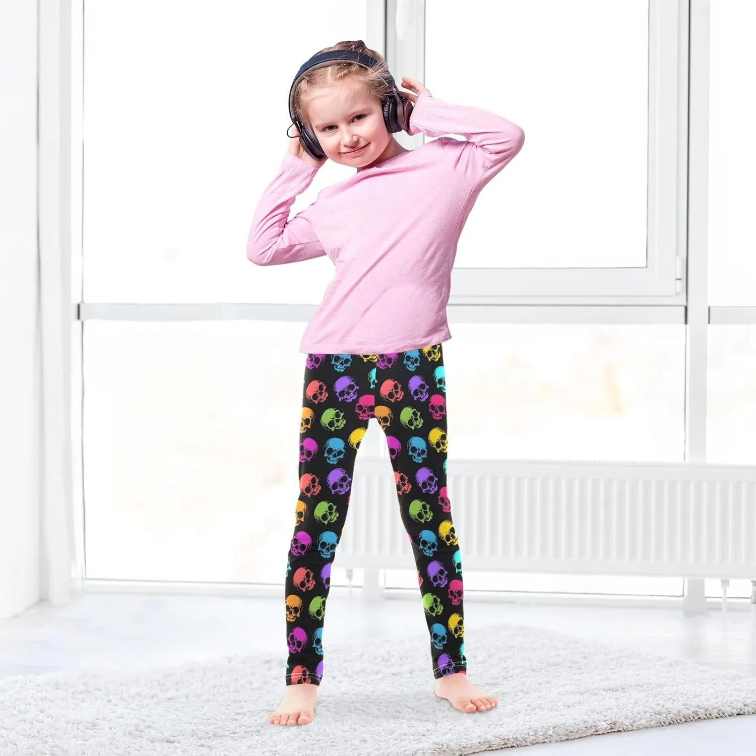 Aslsiy Girls Leggings Toddler Stretch Tights Pants Full Length Dance Yoga Pants Sleep Pants