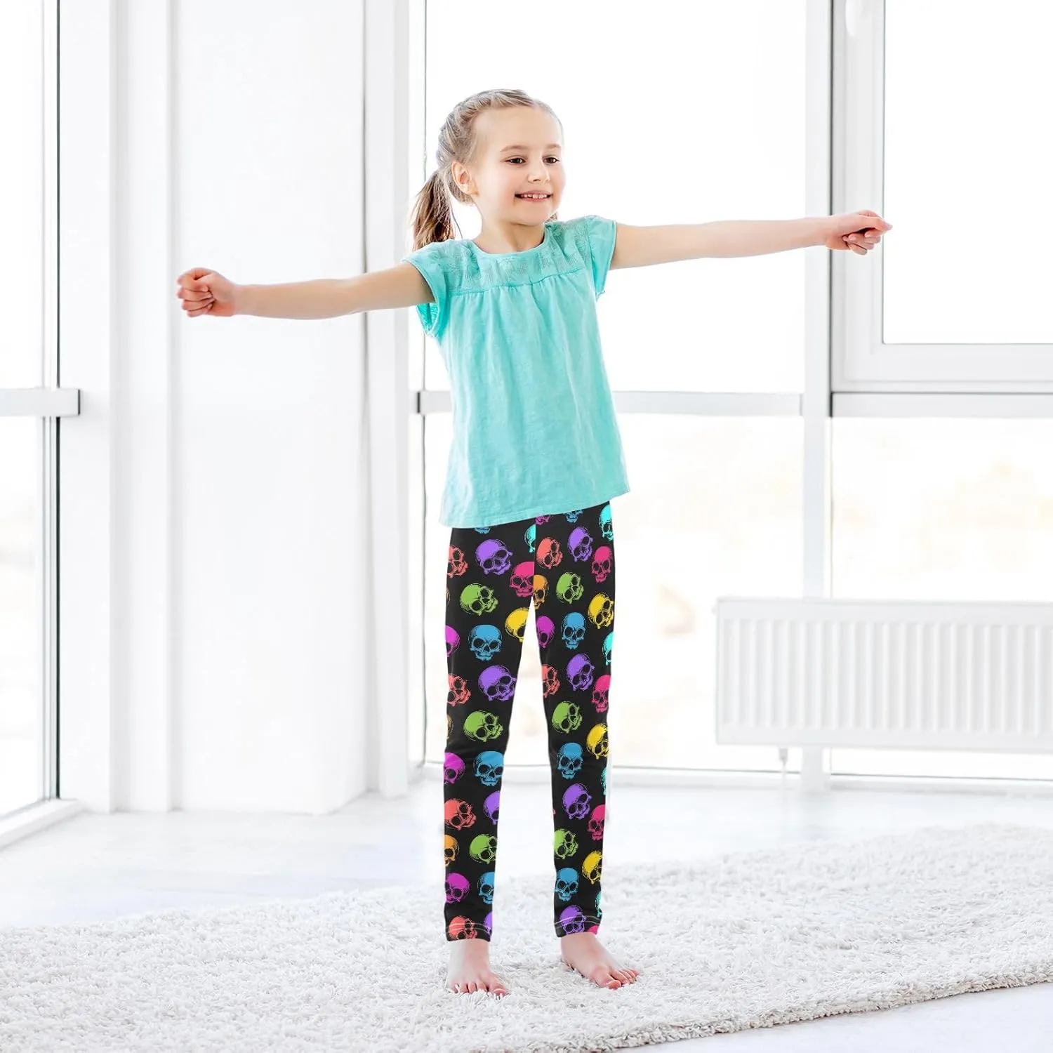 Aslsiy Girls Leggings Toddler Stretch Tights Pants Full Length Dance Yoga Pants Sleep Pants