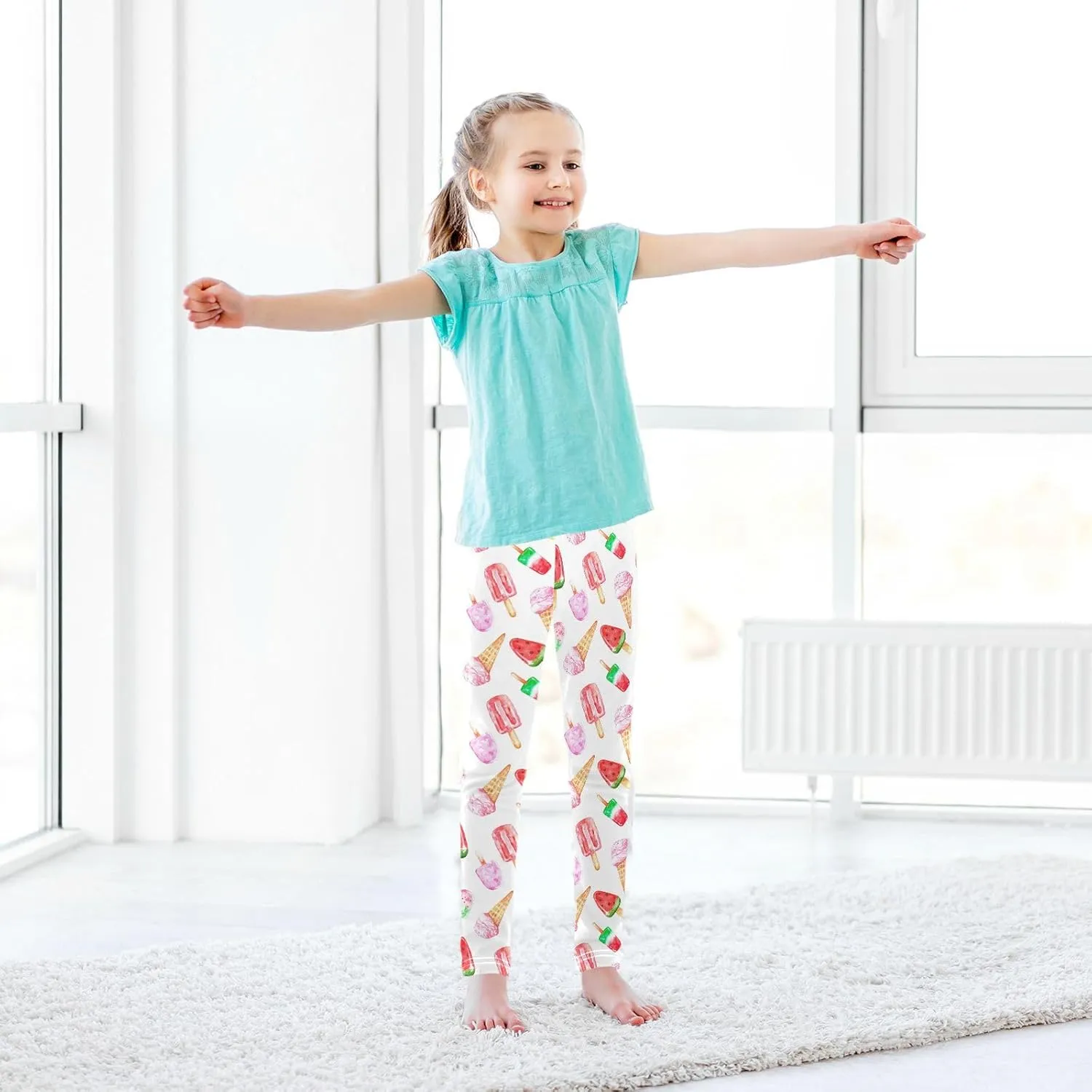 Aslsiy Girls Leggings Toddler Stretch Tights Pants Full Length Dance Yoga Pants Sleep Pants