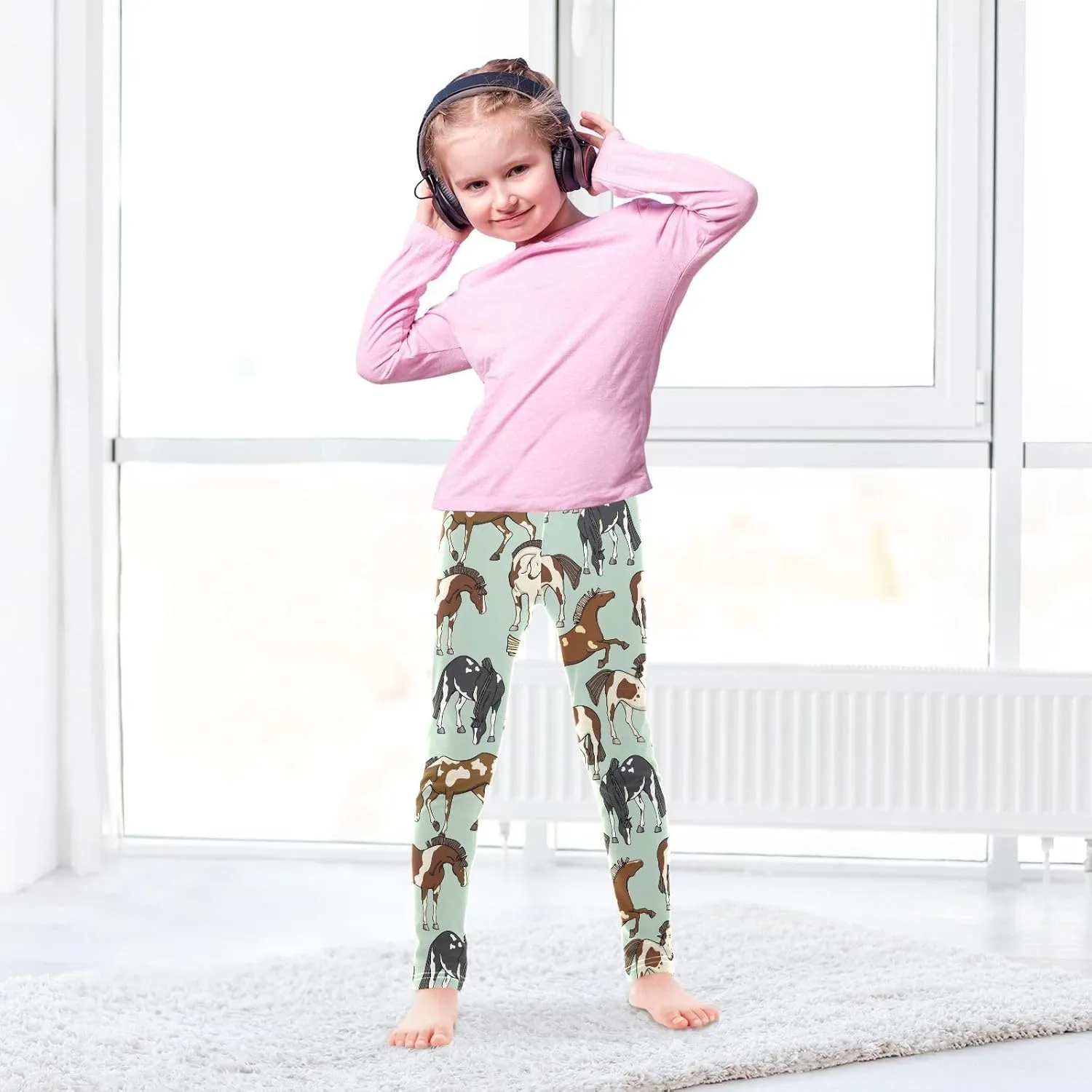 Aslsiy Girls Leggings Toddler Stretch Tights Pants Full Length Dance Yoga Pants Sleep Pants
