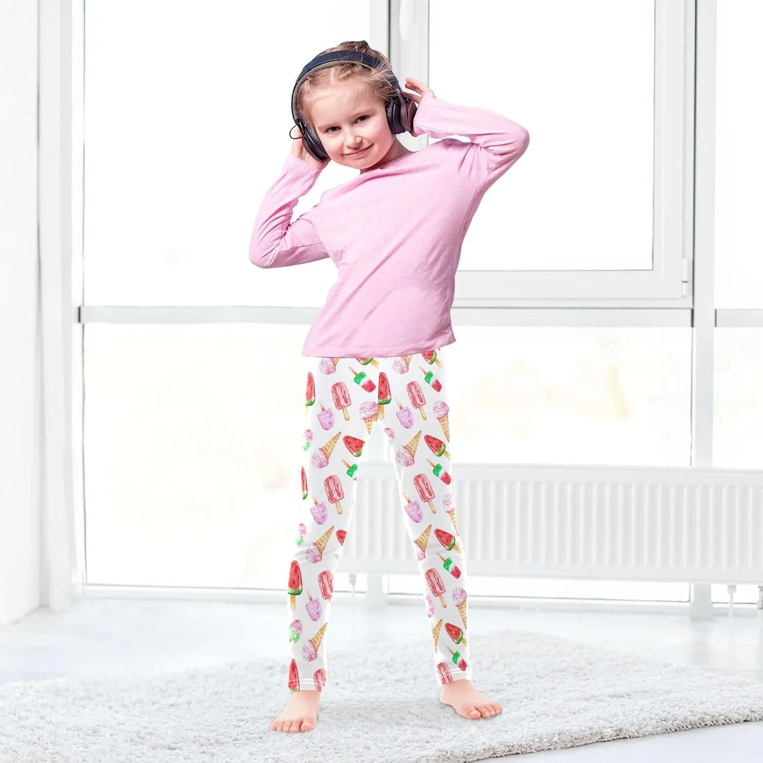 Aslsiy Girls Leggings Toddler Stretch Tights Pants Full Length Dance Yoga Pants Sleep Pants