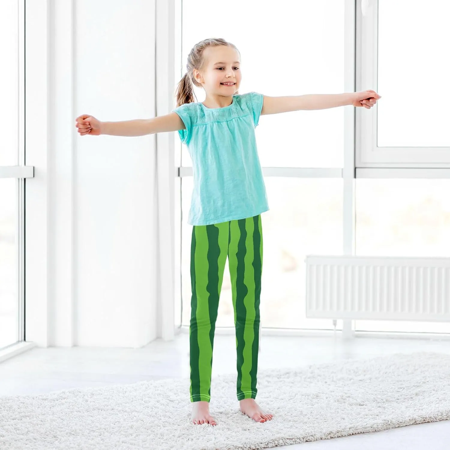 Aslsiy Girls Leggings Toddler Stretch Tights Pants Full Length Dance Yoga Pants Sleep Pants