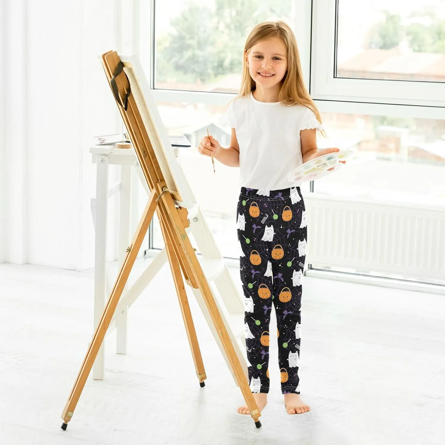 Aslsiy Girls Leggings Toddler Stretch Tights Pants Full Length Dance Yoga Pants Sleep Pants