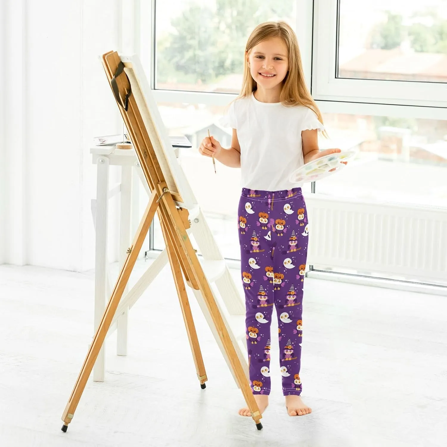 Aslsiy Girls Leggings Toddler Stretch Tights Pants Full Length Dance Yoga Pants Sleep Pants
