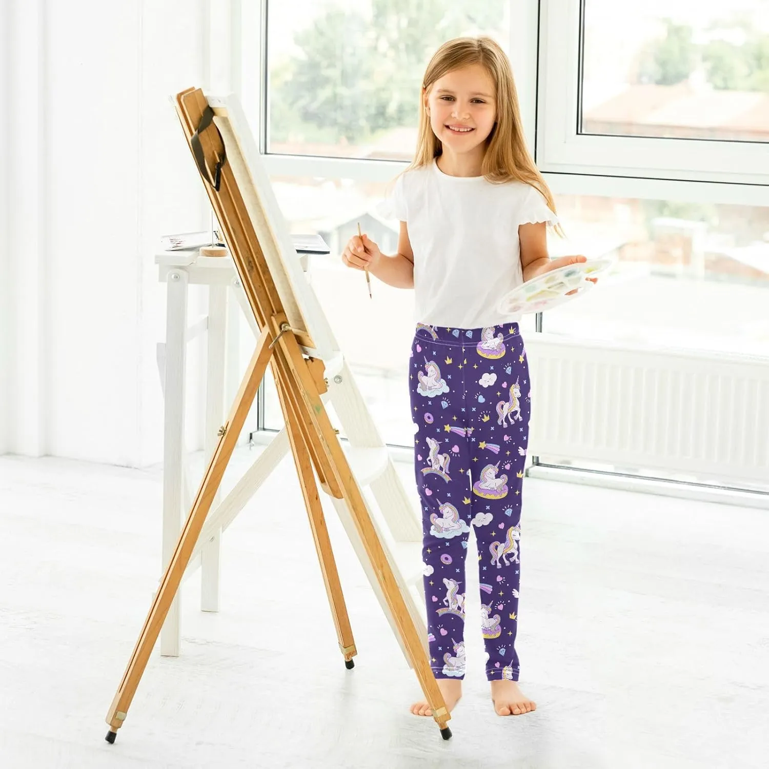 Aslsiy Girls Leggings Toddler Stretch Tights Pants Full Length Dance Yoga Pants Sleep Pants