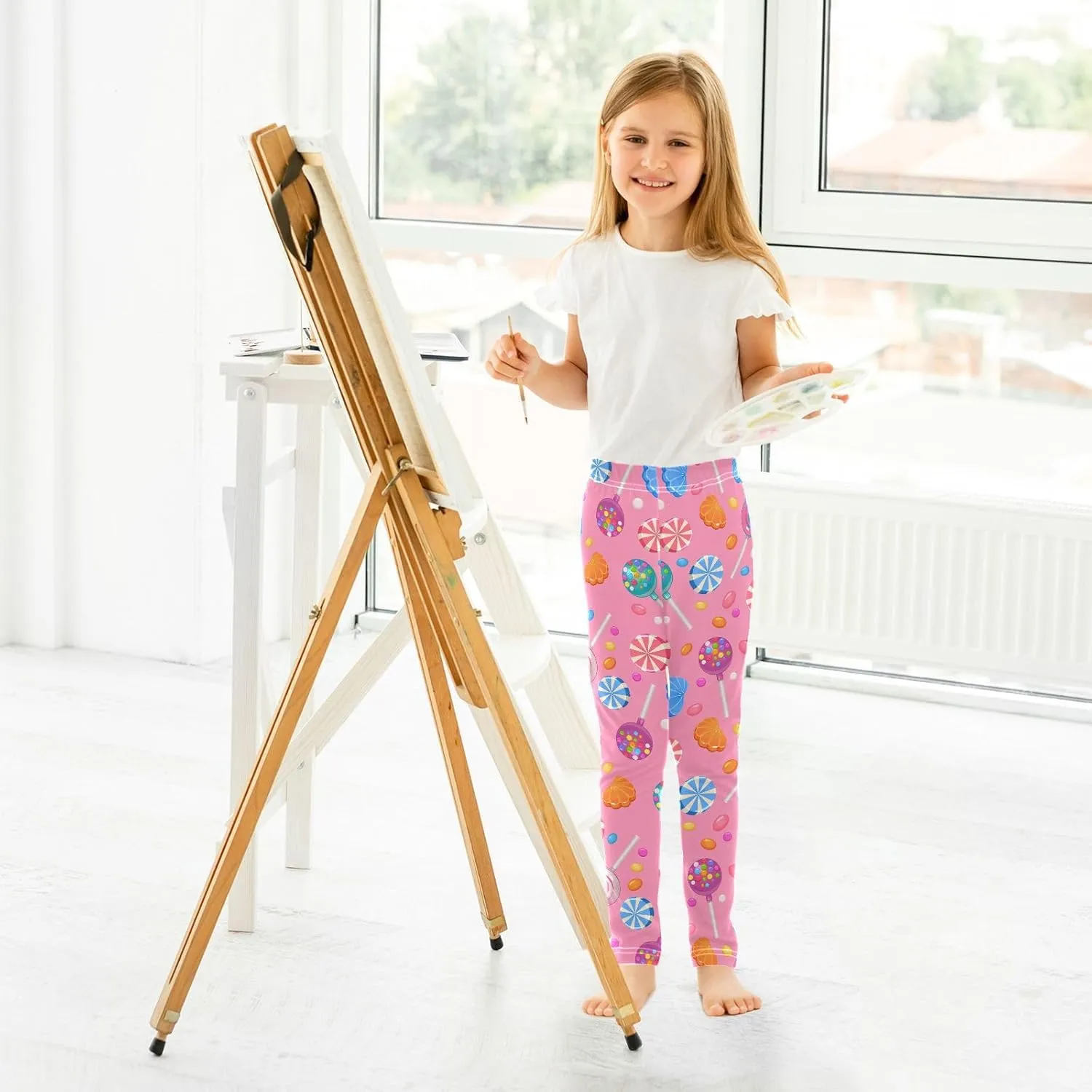 Aslsiy Girls Leggings Toddler Stretch Tights Pants Full Length Dance Yoga Pants Sleep Pants