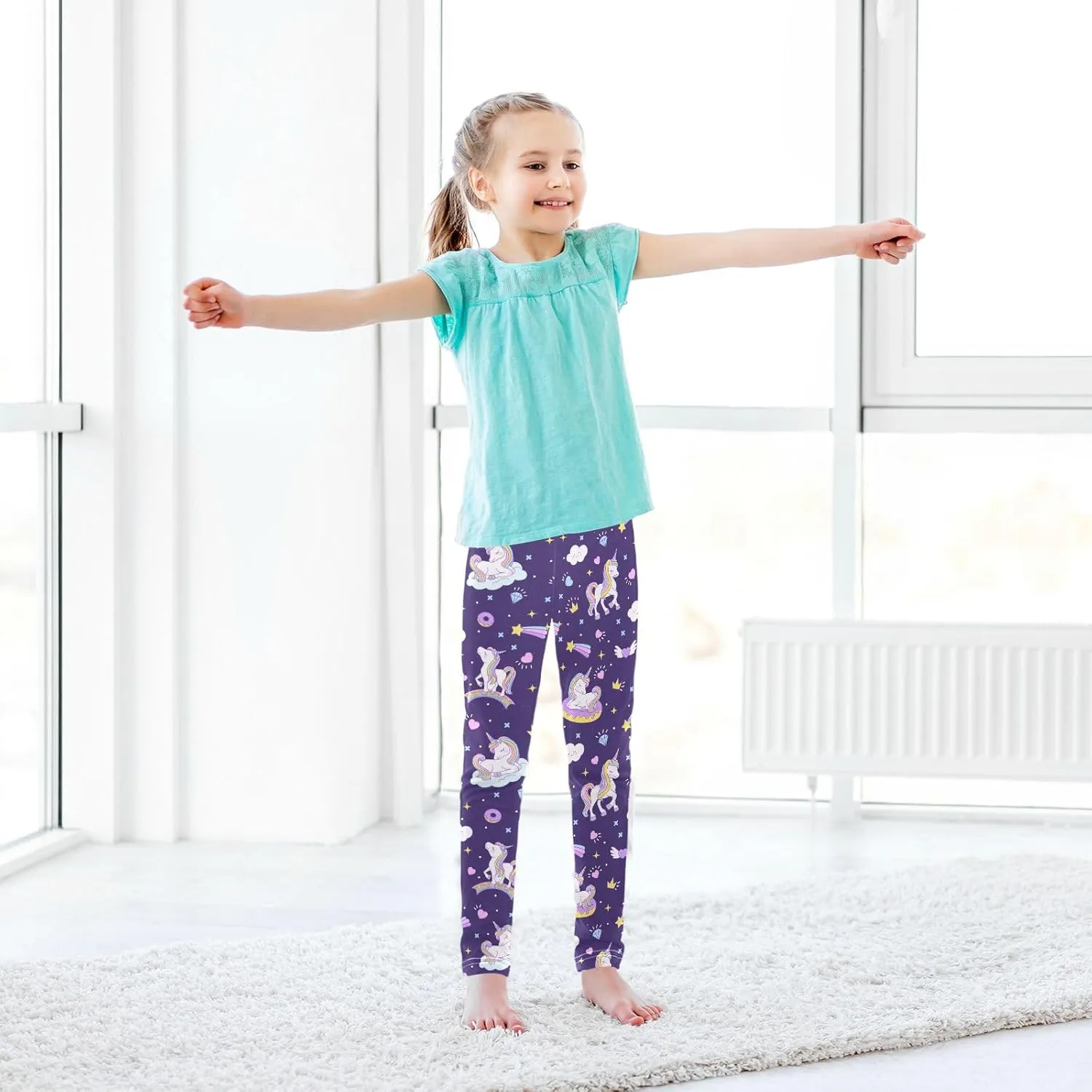 Aslsiy Girls Leggings Toddler Stretch Tights Pants Full Length Dance Yoga Pants Sleep Pants