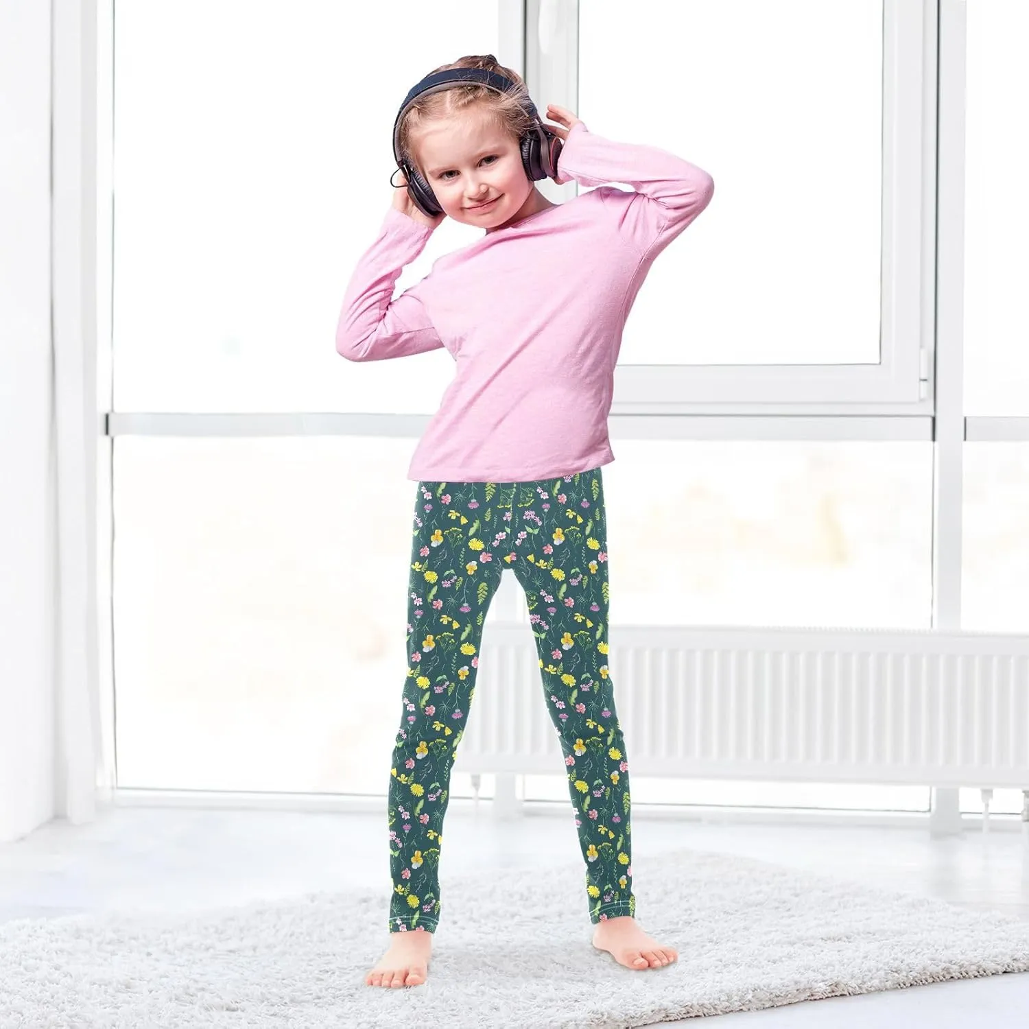 Aslsiy Girls Leggings Toddler Stretch Tights Pants Full Length Dance Yoga Pants Sleep Pants