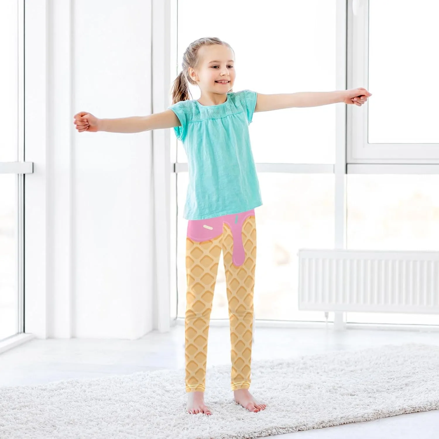 Aslsiy Girls Leggings Toddler Stretch Tights Pants Full Length Dance Yoga Pants Sleep Pants