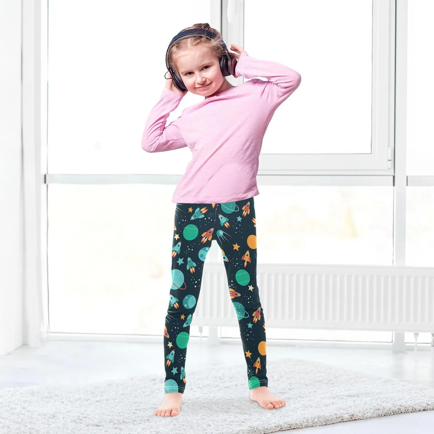 Aslsiy Girls Leggings Toddler Stretch Tights Pants Full Length Dance Yoga Pants Sleep Pants