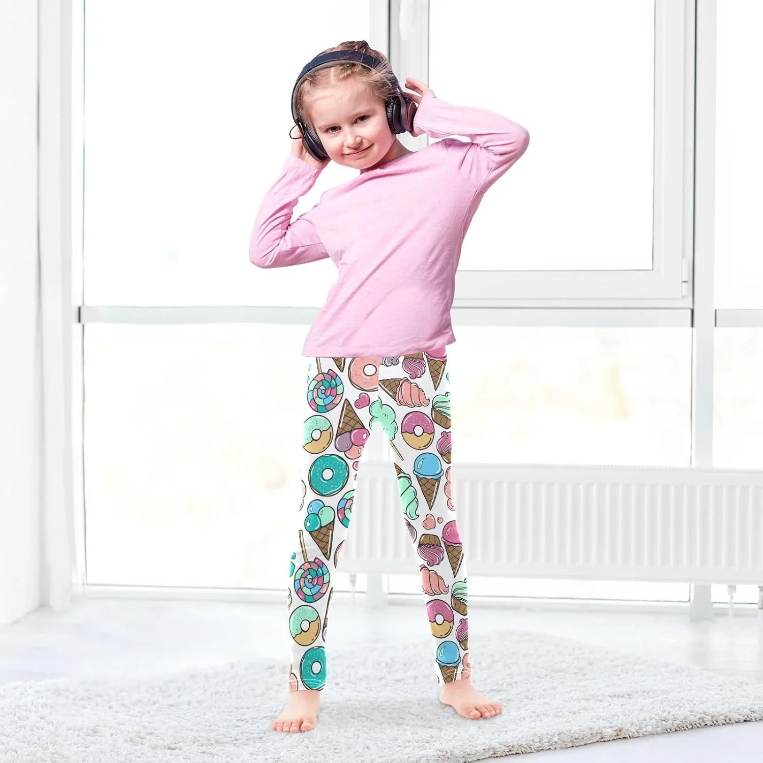 Aslsiy Girls Leggings Toddler Stretch Tights Pants Full Length Dance Yoga Pants Sleep Pants
