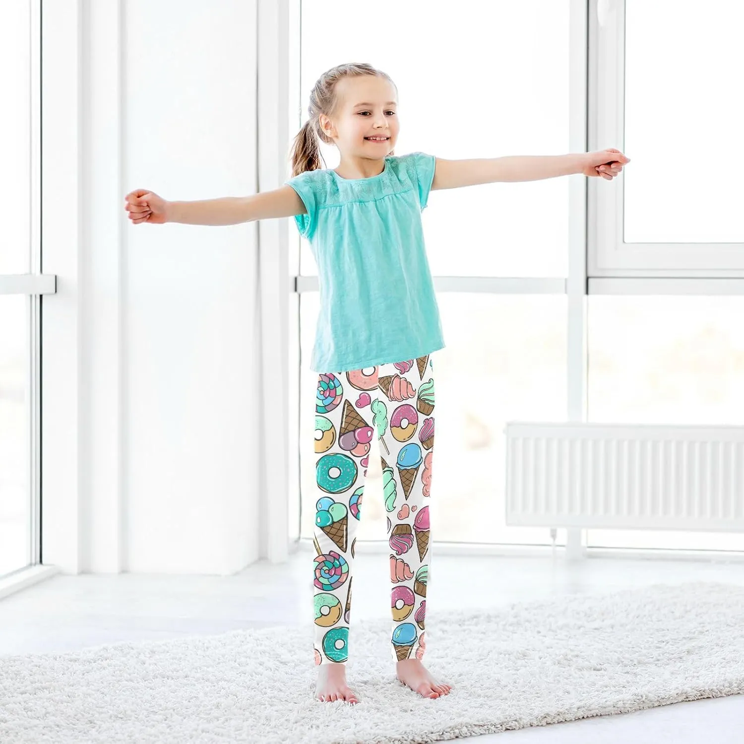 Aslsiy Girls Leggings Toddler Stretch Tights Pants Full Length Dance Yoga Pants Sleep Pants
