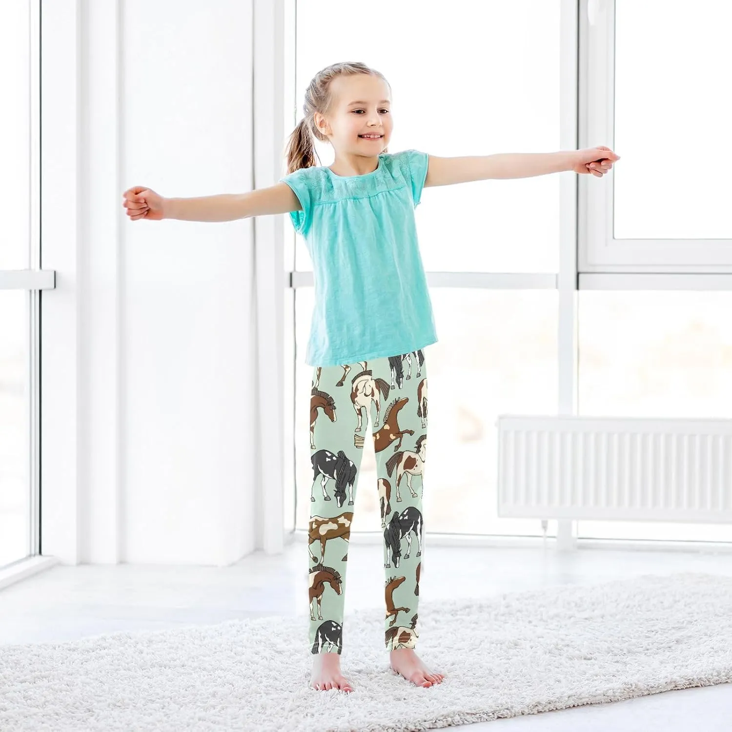 Aslsiy Girls Leggings Toddler Stretch Tights Pants Full Length Dance Yoga Pants Sleep Pants