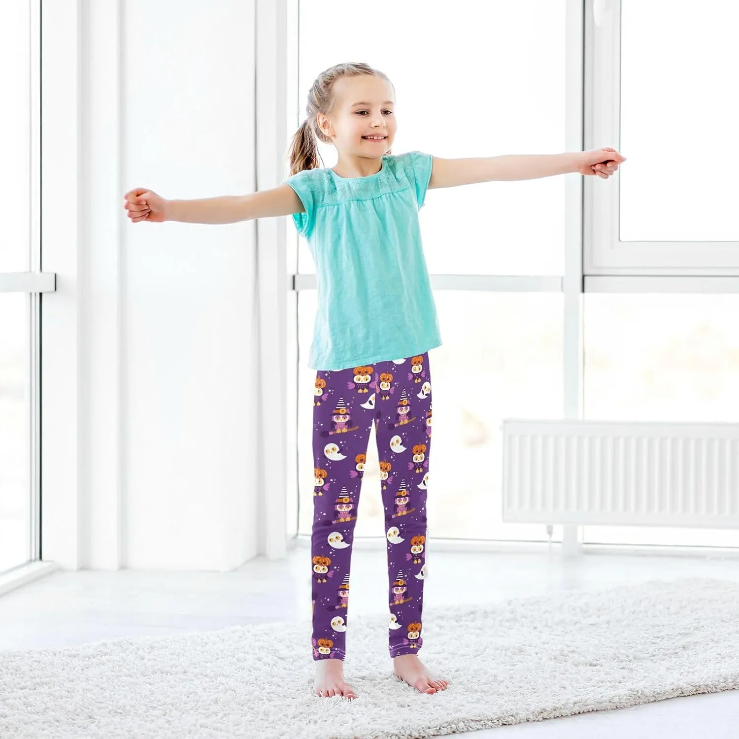 Aslsiy Girls Leggings Toddler Stretch Tights Pants Full Length Dance Yoga Pants Sleep Pants
