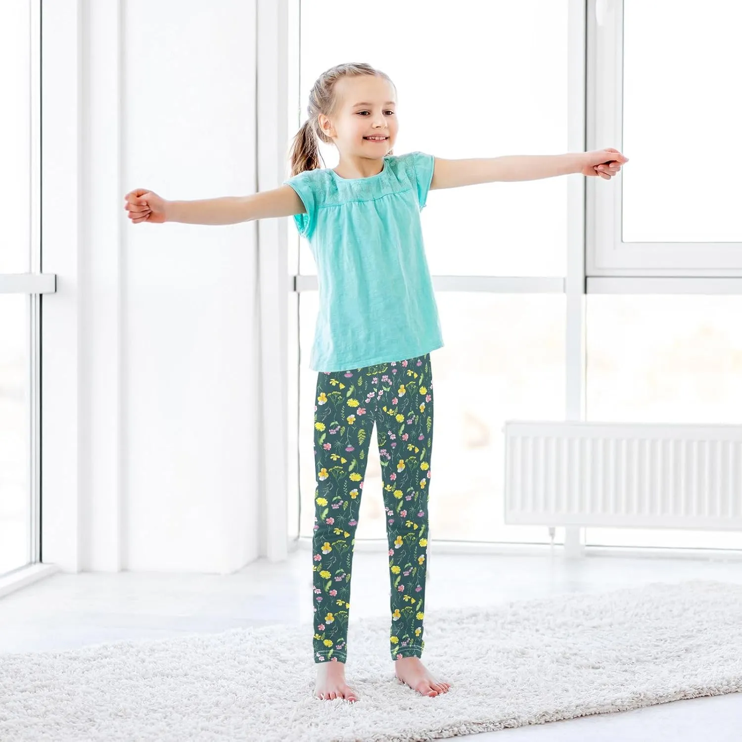 Aslsiy Girls Leggings Toddler Stretch Tights Pants Full Length Dance Yoga Pants Sleep Pants
