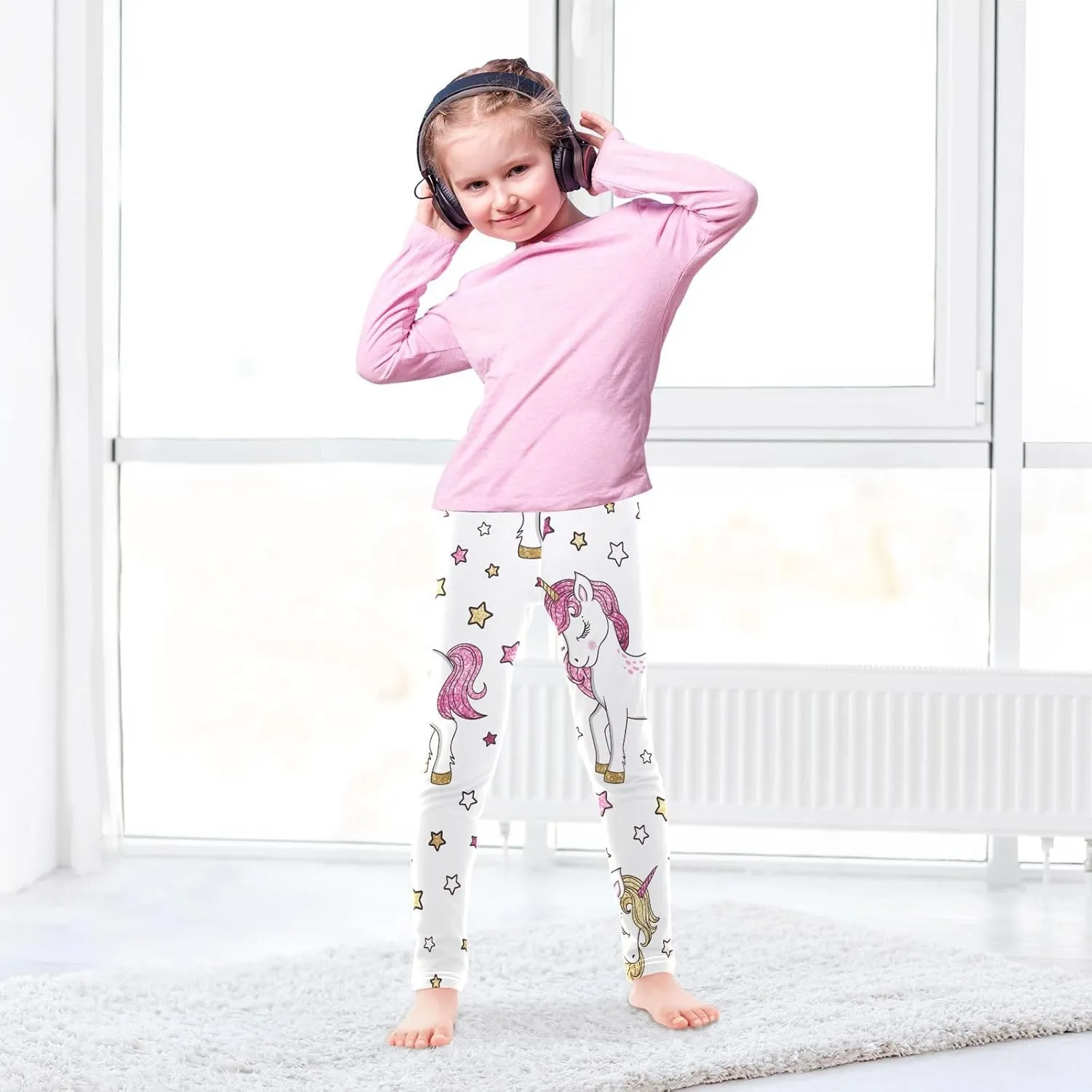 Aslsiy Girls Leggings Toddler Stretch Tights Pants Full Length Dance Yoga Pants Sleep Pants