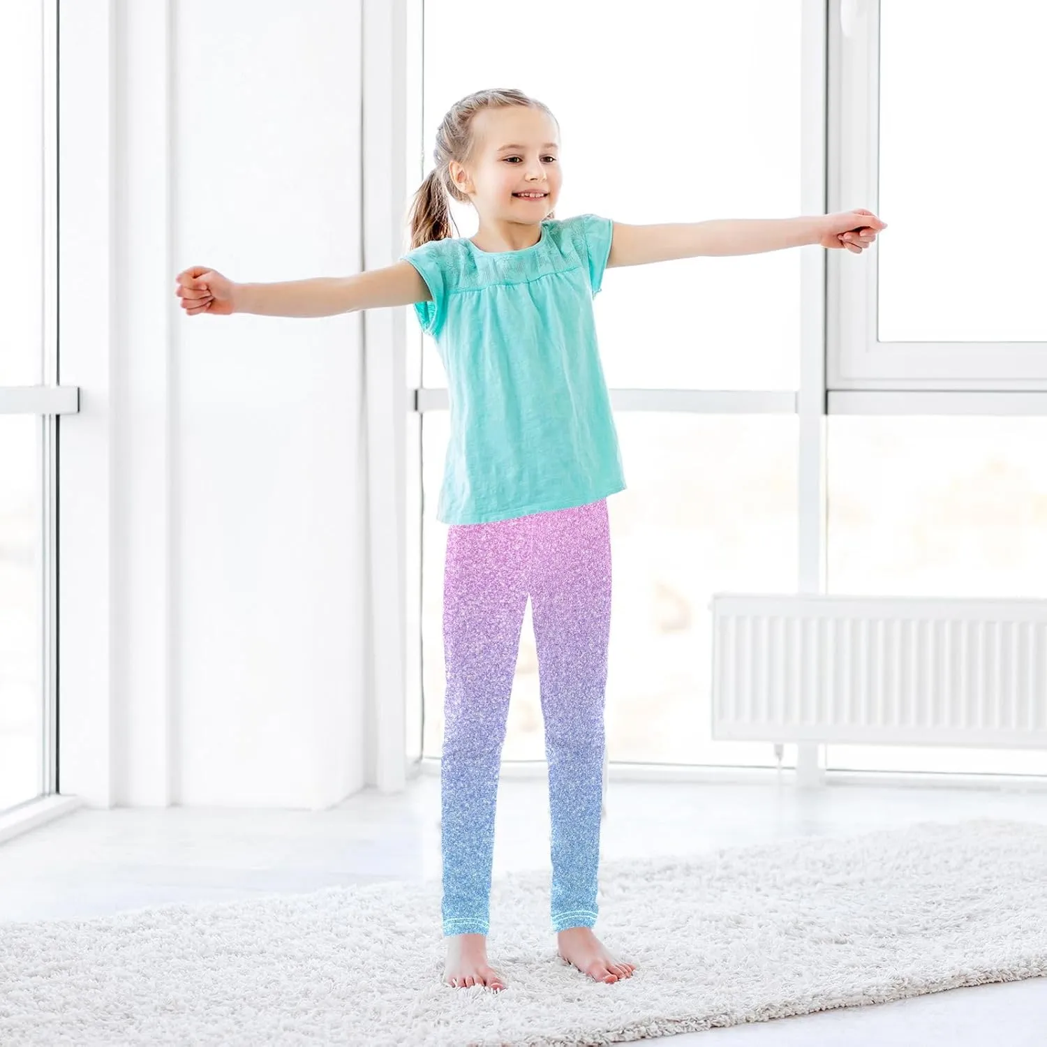 Aslsiy Girls Leggings Toddler Stretch Tights Pants Full Length Dance Yoga Pants Sleep Pants
