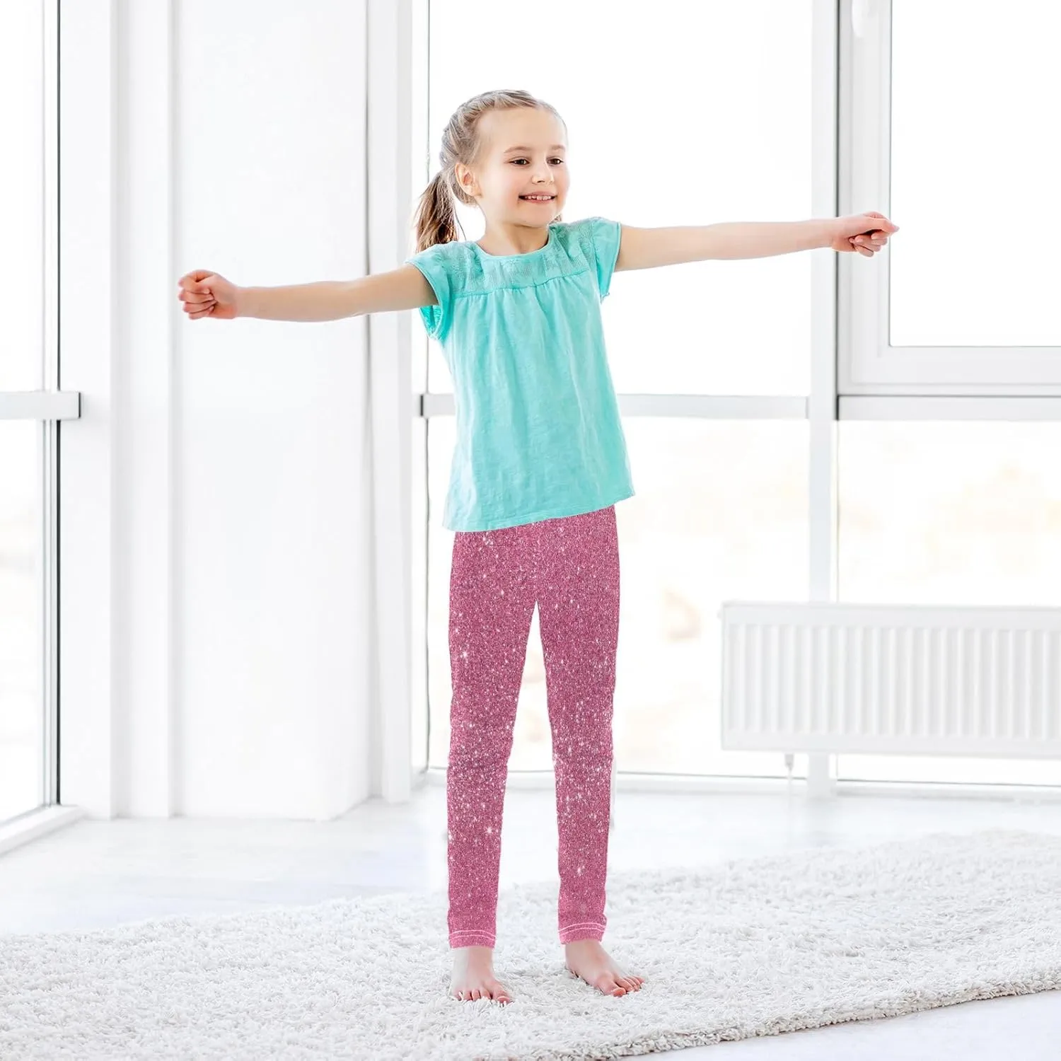 Aslsiy Girls Leggings Toddler Stretch Tights Pants Full Length Dance Yoga Pants Sleep Pants